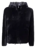 Blancha hooded reversible fur jacket - Black