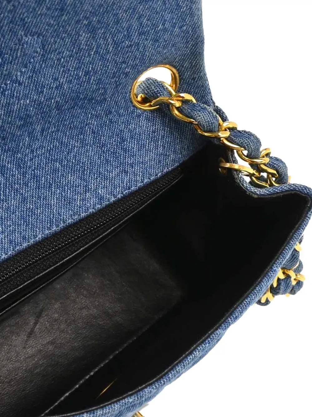 Pre-owned Chanel 1990 Mini Classic Flap 17 Shoulder Bag In Blue