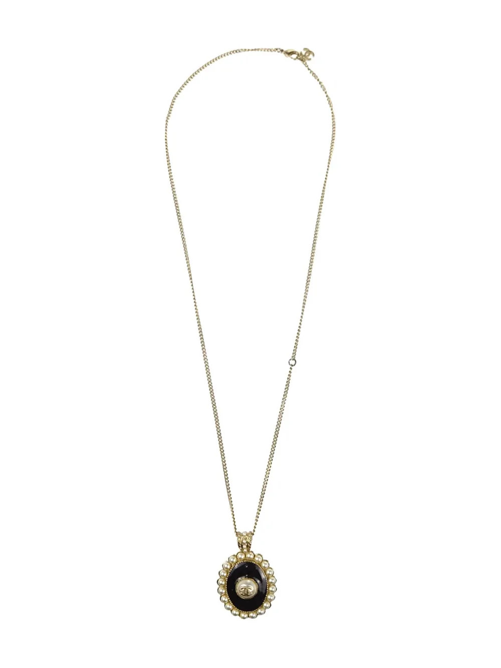 CHANEL Pre-Owned 2018 pearl-embellished pendant necklace | Gold | Image 1