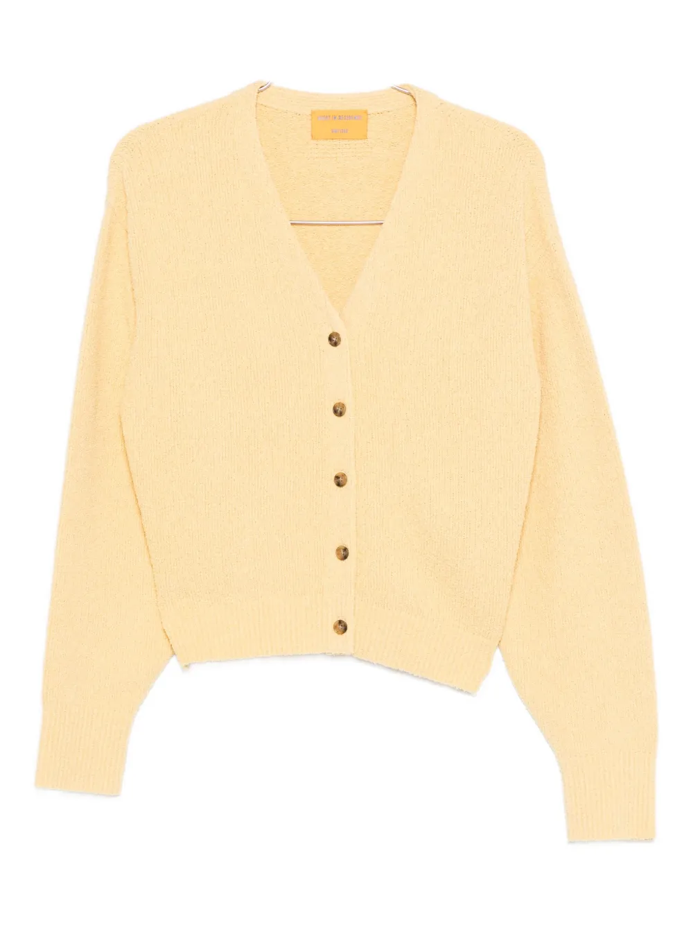 Guest In Residence V-neck Button-hem Cardigan In Neutral
