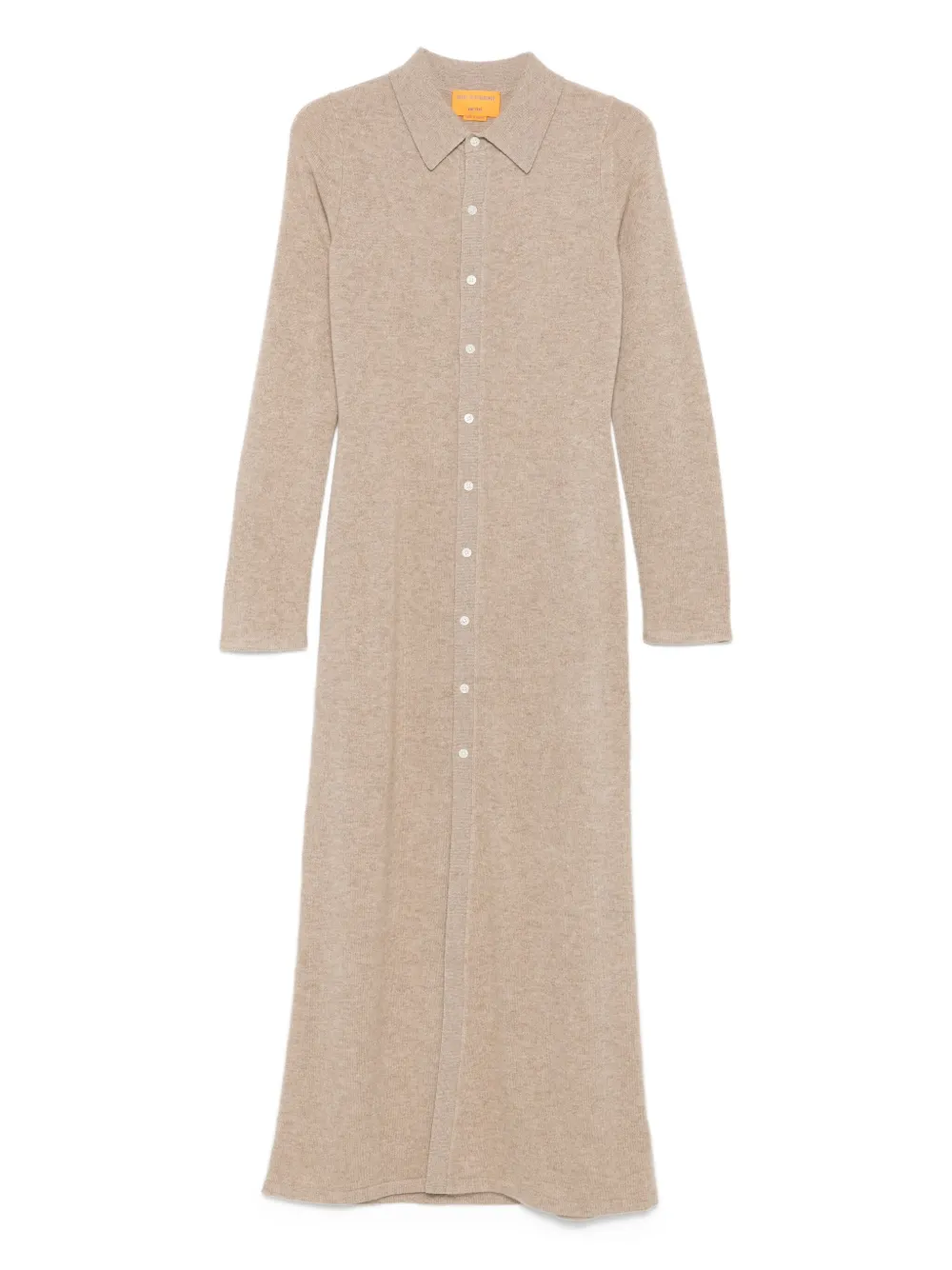 cashmere buttoned-front shirt midi day dress