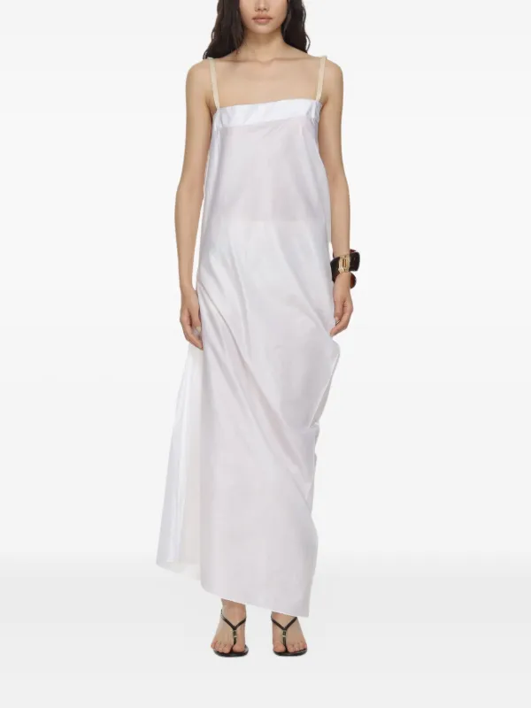 Carven Asymmetric Silk Maxi Dress in White