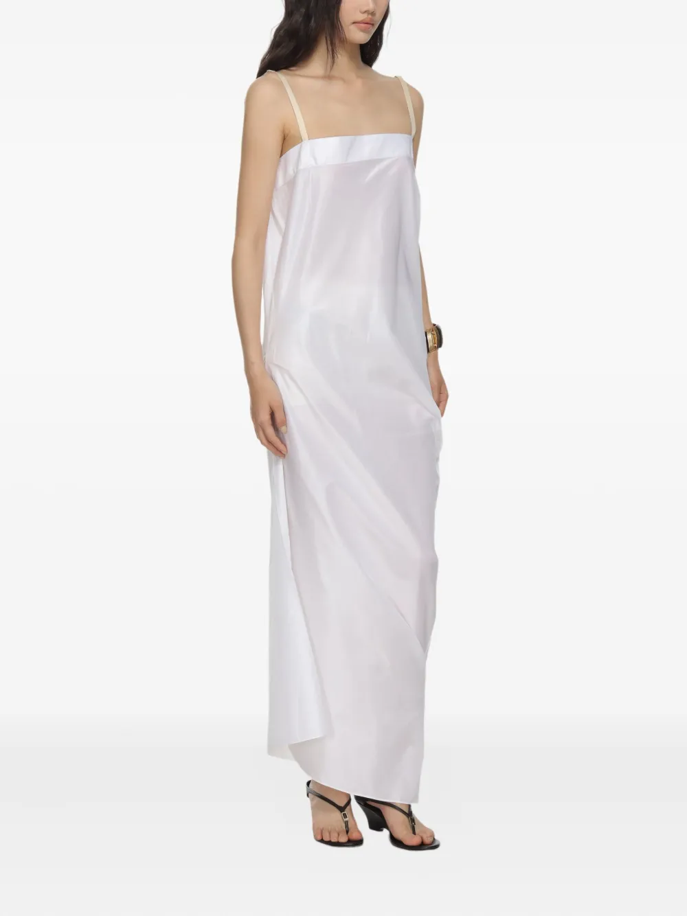 Carven Asymmetric Silk Maxi Dress in White, view 2