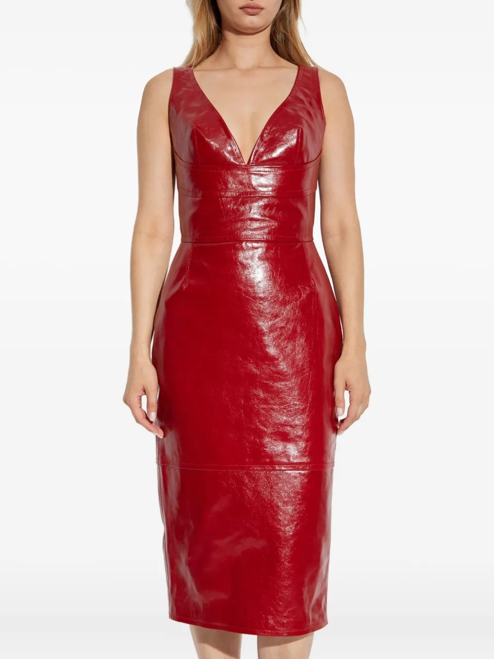 DSQUARED2 Midi-jurk met V-hals Rood