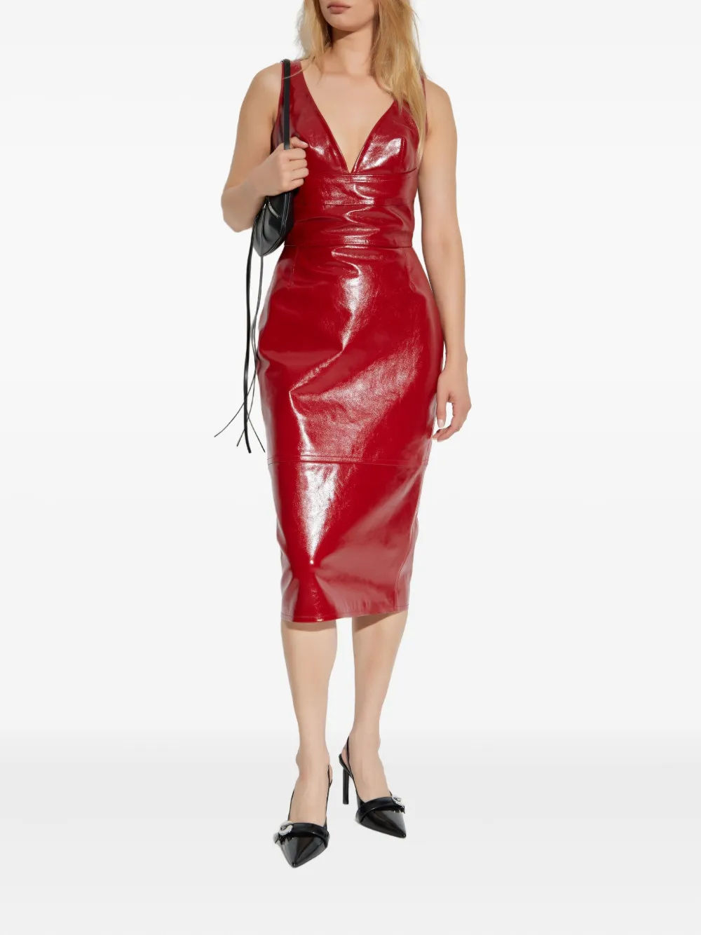 DSQUARED2 Midi-jurk met V-hals - Rood
