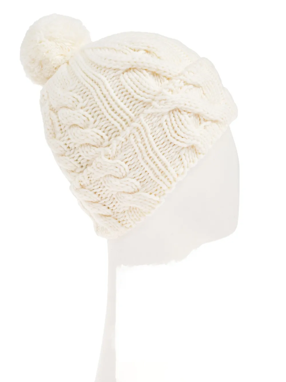 Golden Goose Kids Kabelgebreide muts met pompon Wit