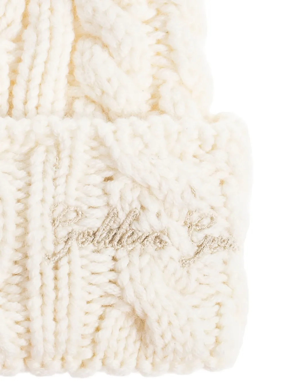 Golden Goose Kids Kabelgebreide muts met pompon Wit