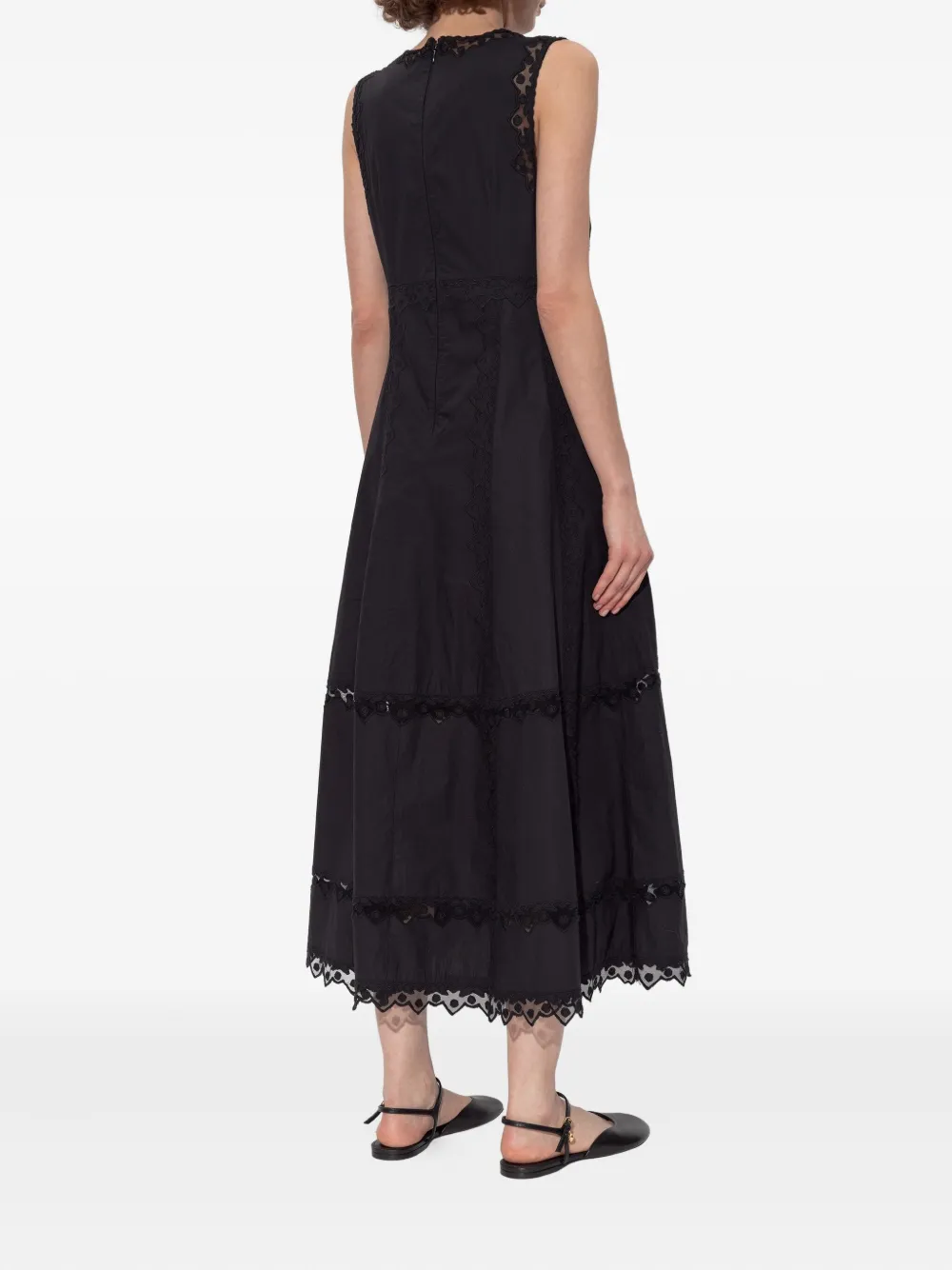 Ulla Johnson Anela lace-trimmed midi dress Zwart