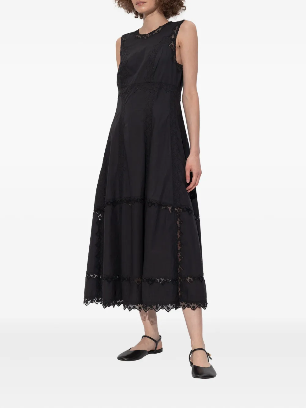 Ulla Johnson Anela lace-trimmed midi dress Zwart