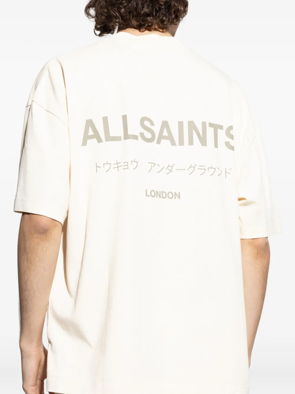 AllSaints Underground T-shirt met logo Beige