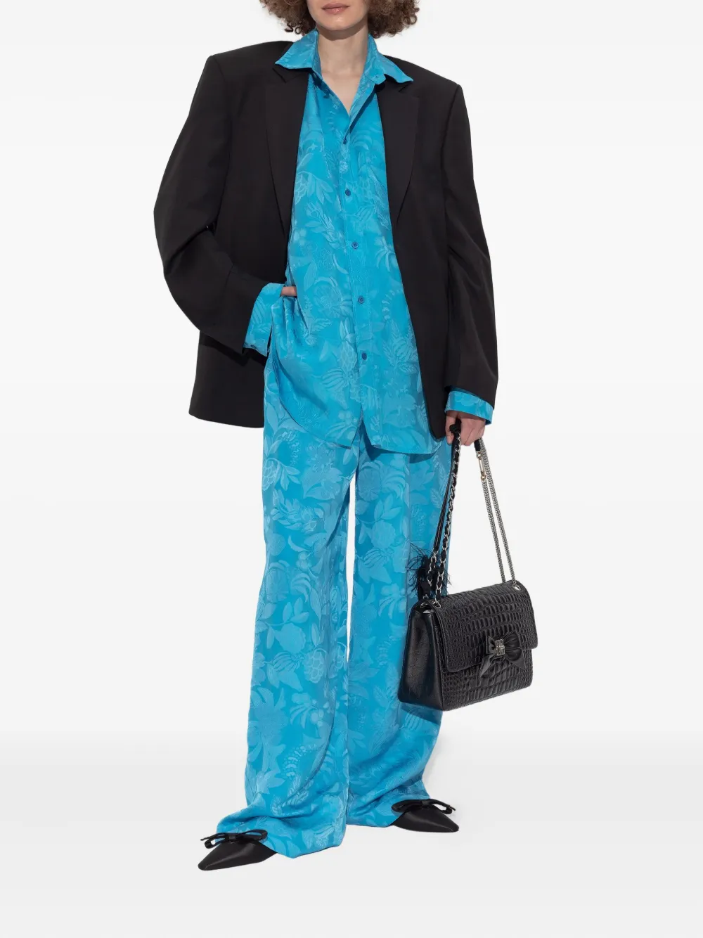 Balenciaga floral-print button-down shirt - Blauw