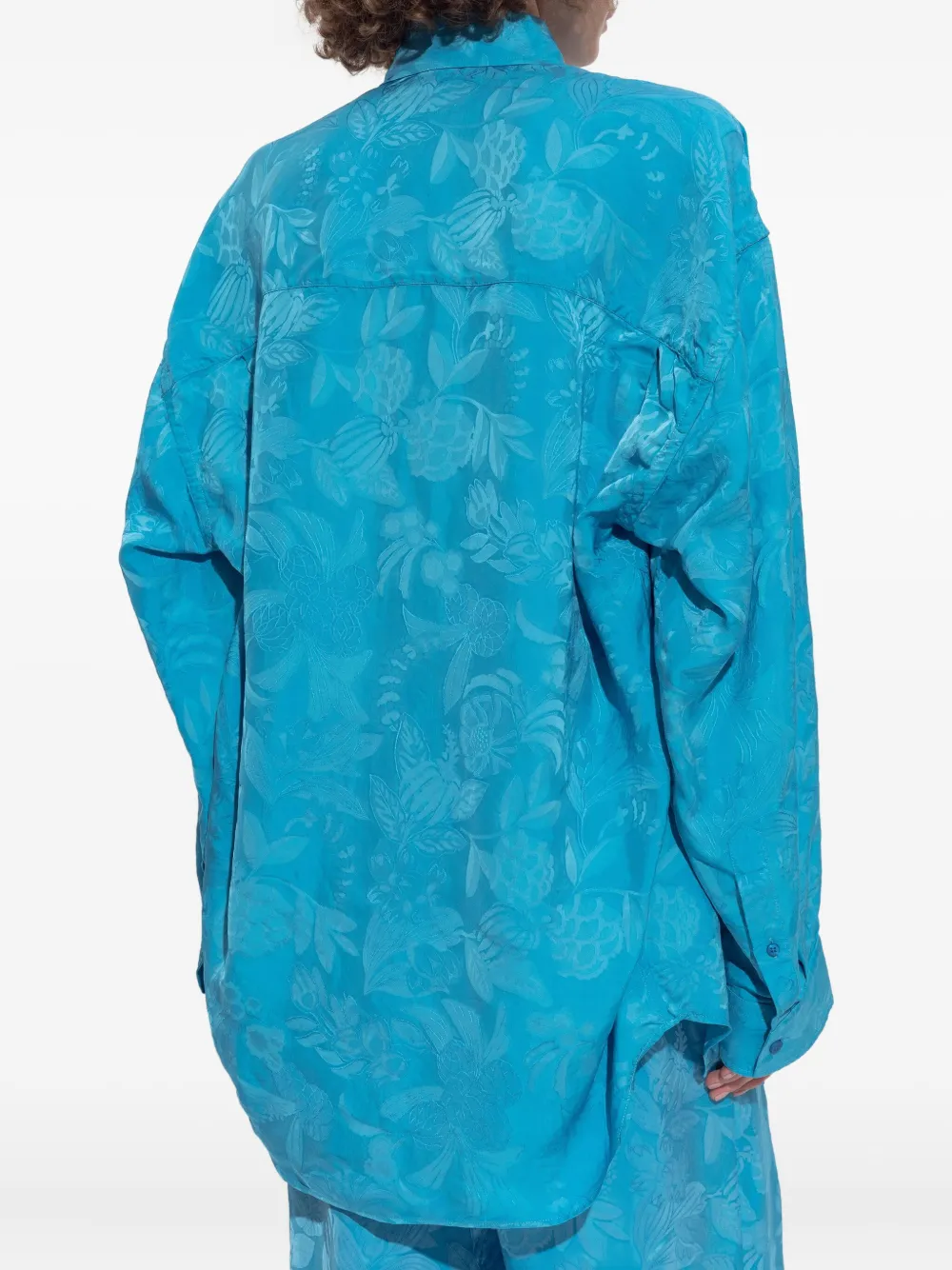 Balenciaga floral-print button-down shirt Blauw