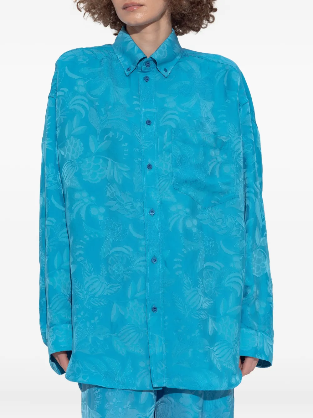 Balenciaga floral-print button-down shirt Blauw