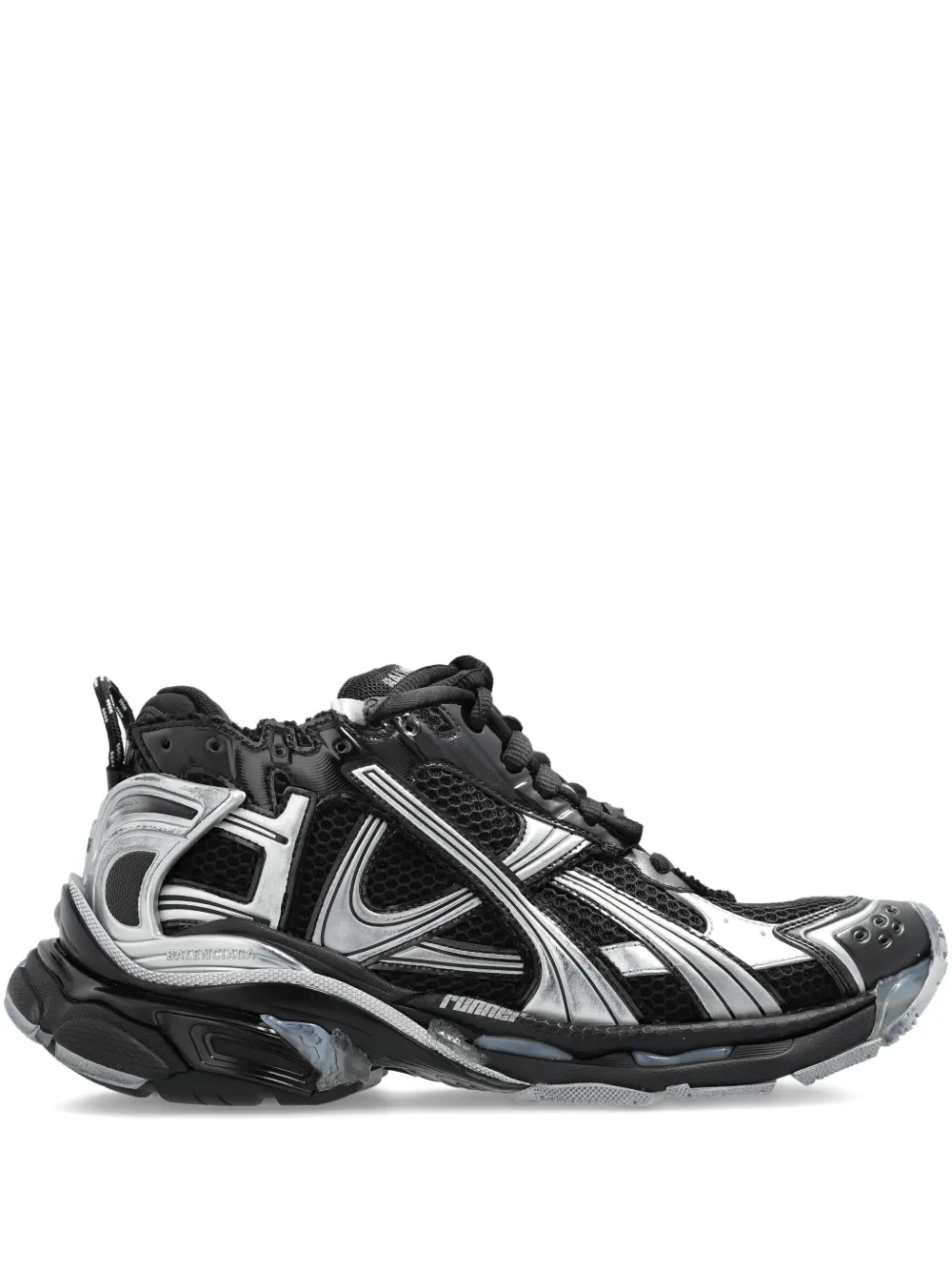 Balenciaga lace-up metallic trainers Black