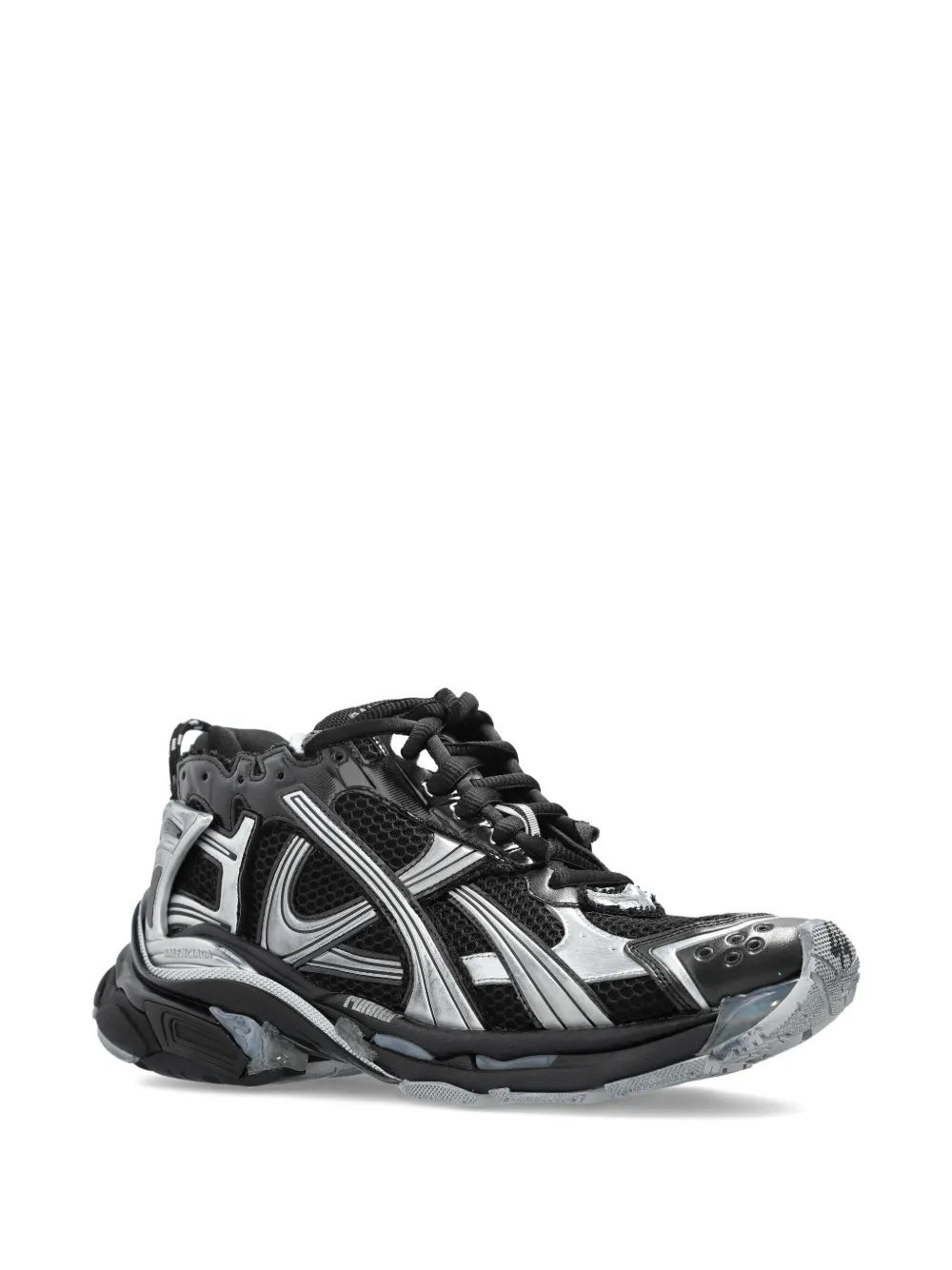 Balenciaga lace-up metallic trainers Black