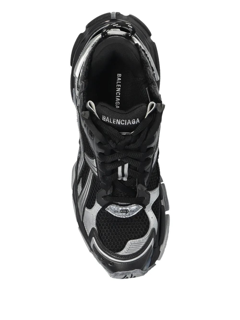 Balenciaga lace-up metallic trainers Black