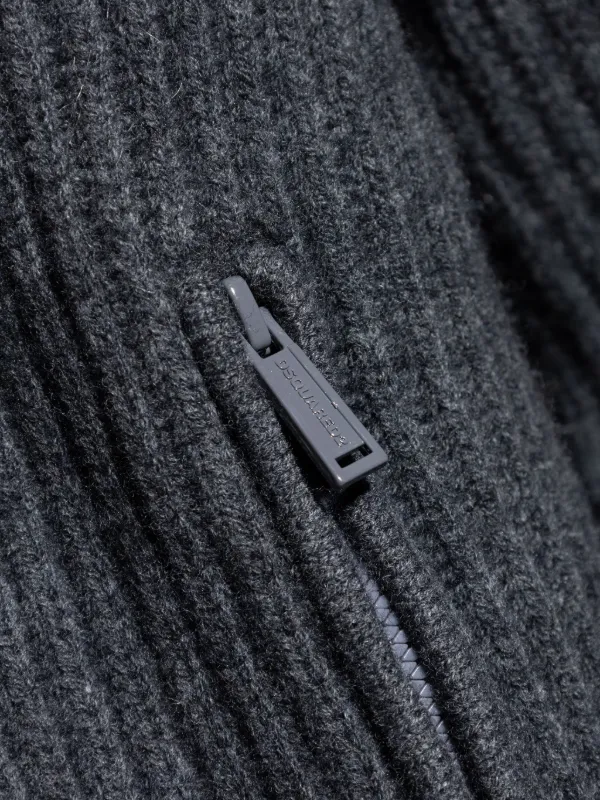 DSQUARED2 Ribbed zip-up Cardigan | Grey | FARFETCH FI