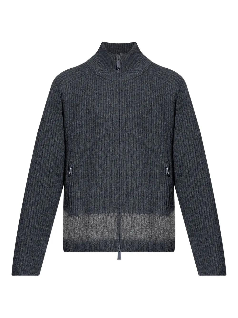 Dsquared2 Ribbed Zip-up Cardigan In Gray