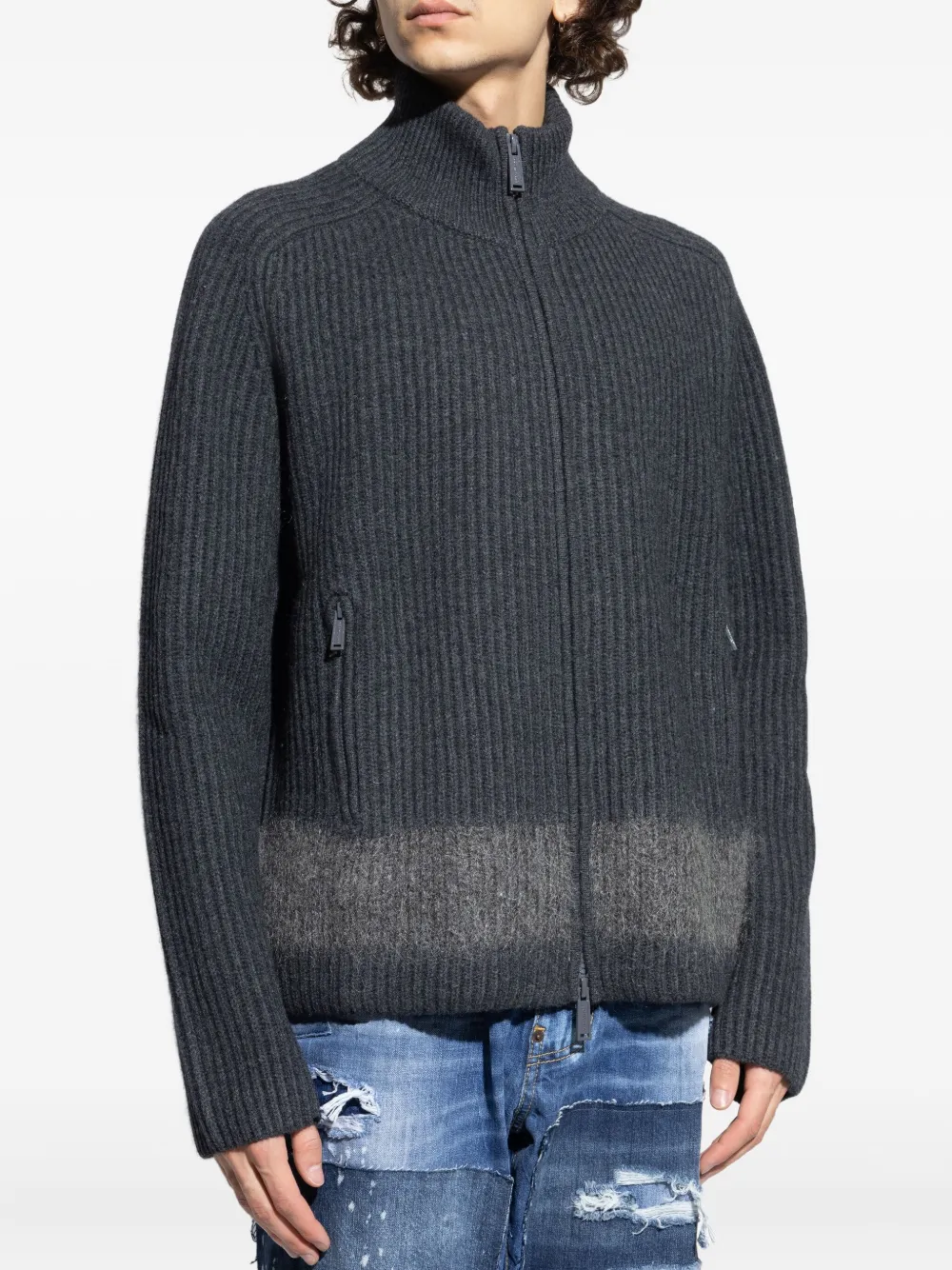 DSQUARED2 Geribbeld vest met rits Grijs