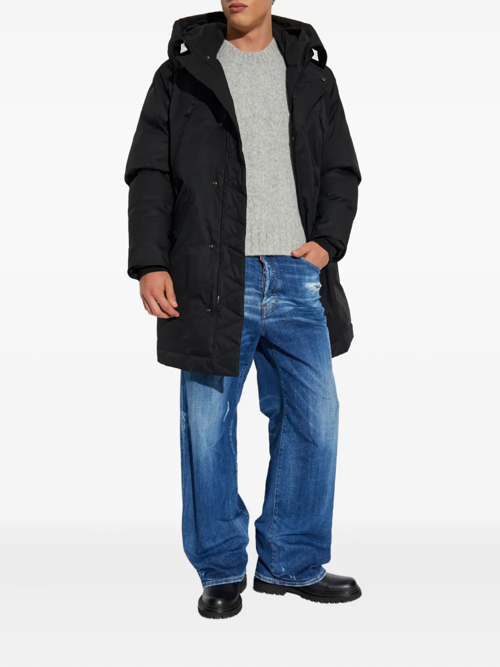 DSQUARED2 Parka met ritssluiting en capuchon Zwart