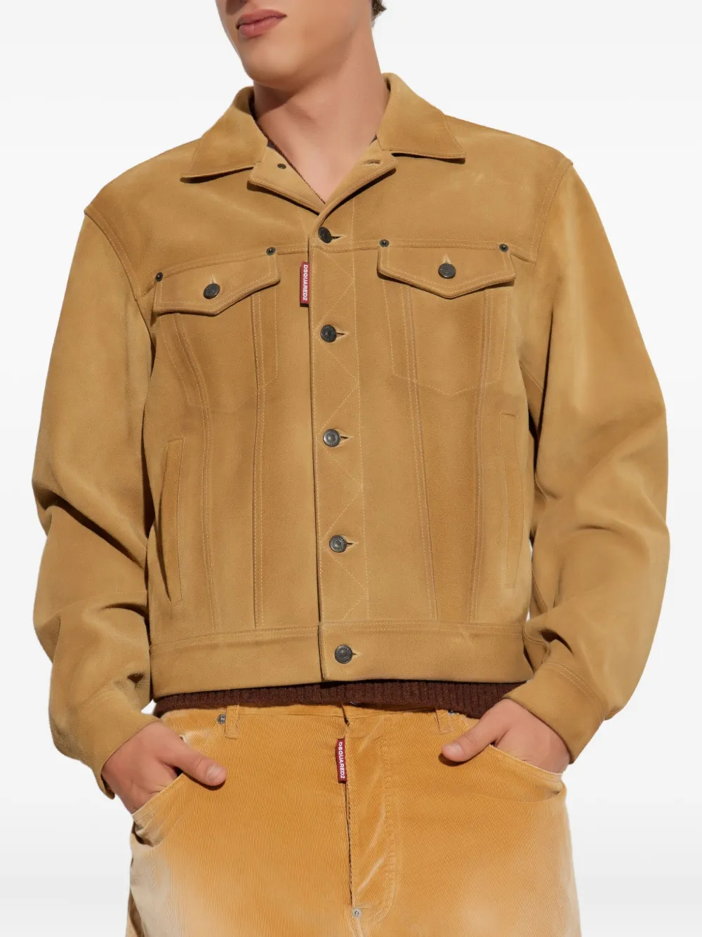 DSQUARED2 Leren jack met knoopsluiting Bruin