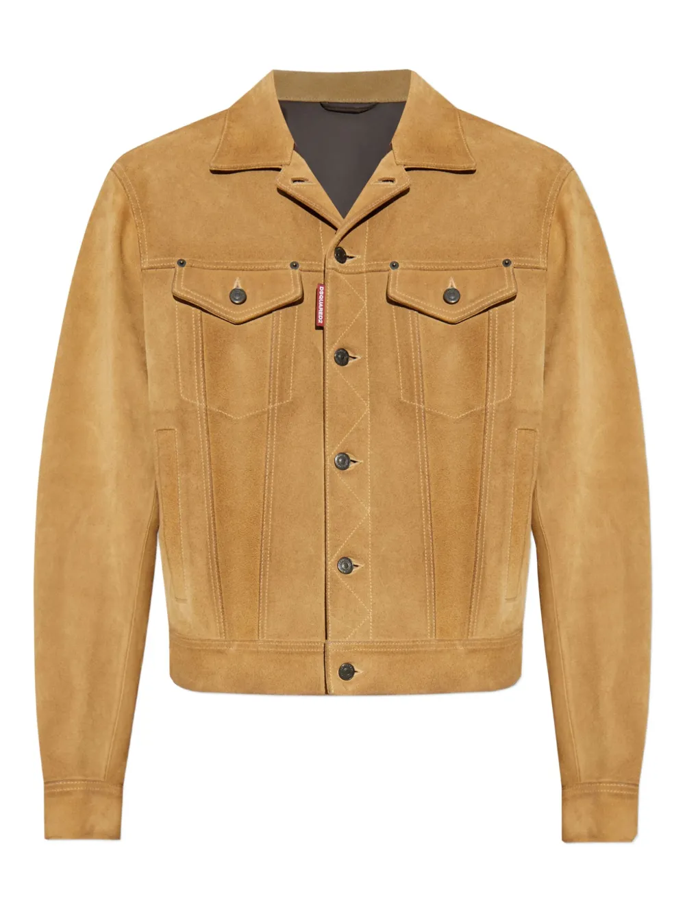 Dsquared2 Leather Button-fastening Jacket In Brown
