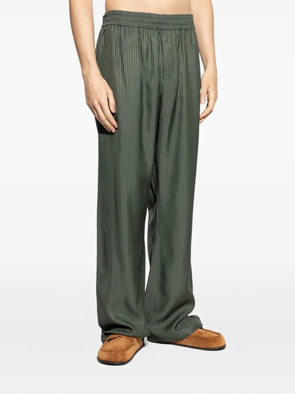 Golden Goose Gestreepte broek met elastische taille Groen