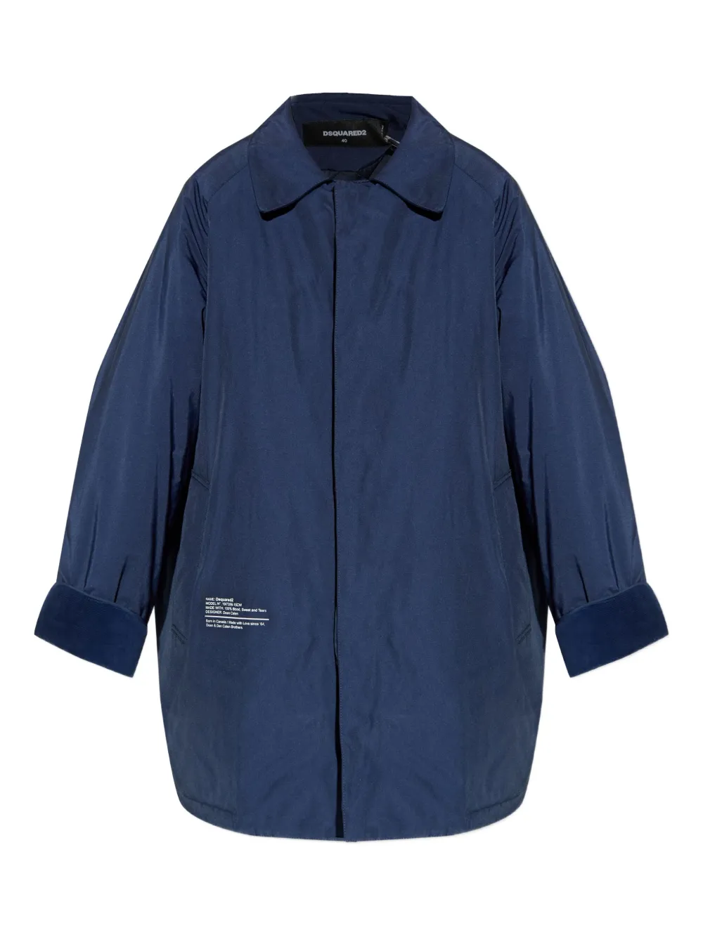 DSQUARED2 velvet-cuffed shirt coat Blauw