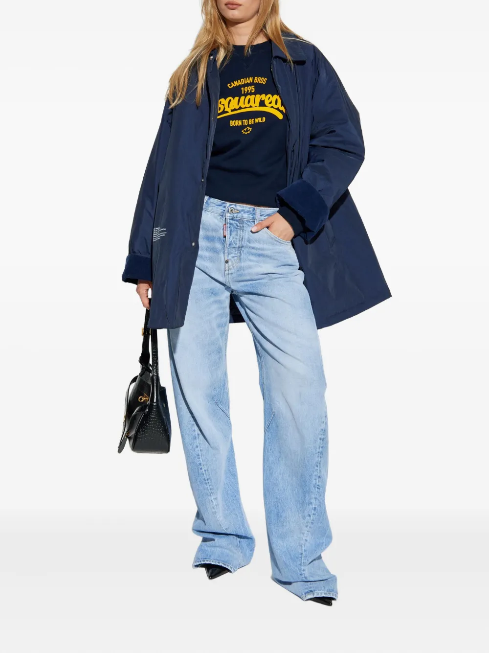 DSQUARED2 velvet-cuffed shirt coat Blauw