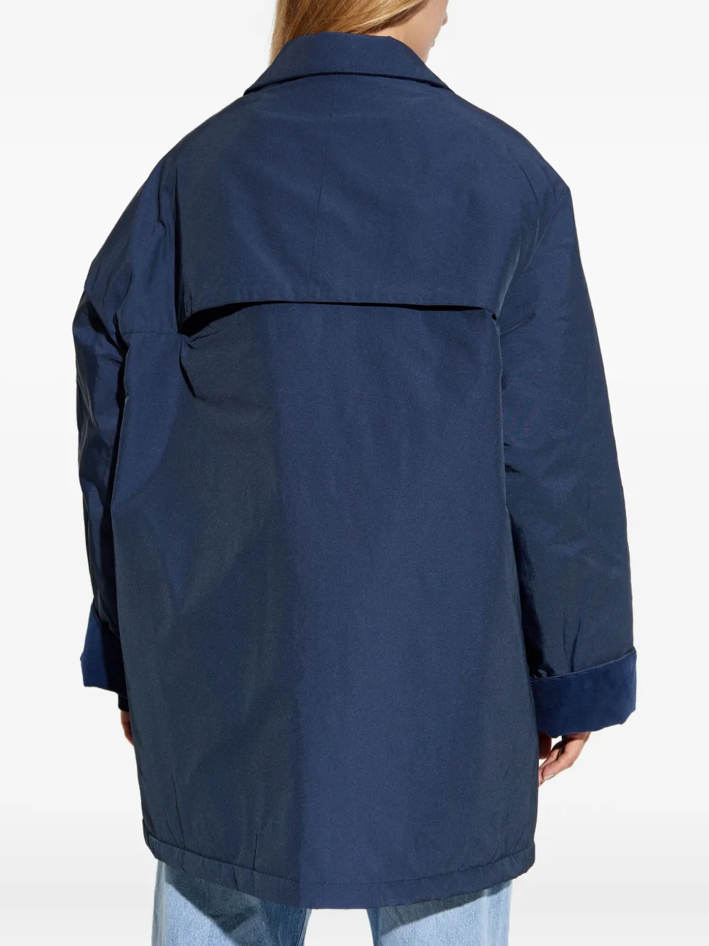DSQUARED2 velvet-cuffed shirt coat Blauw