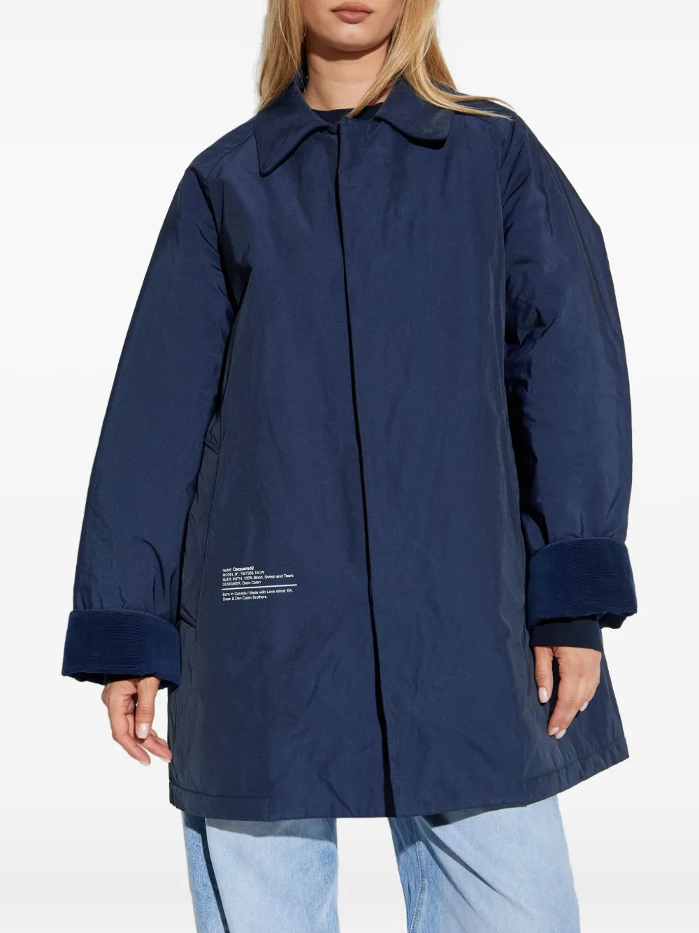 DSQUARED2 velvet-cuffed shirt coat Blauw