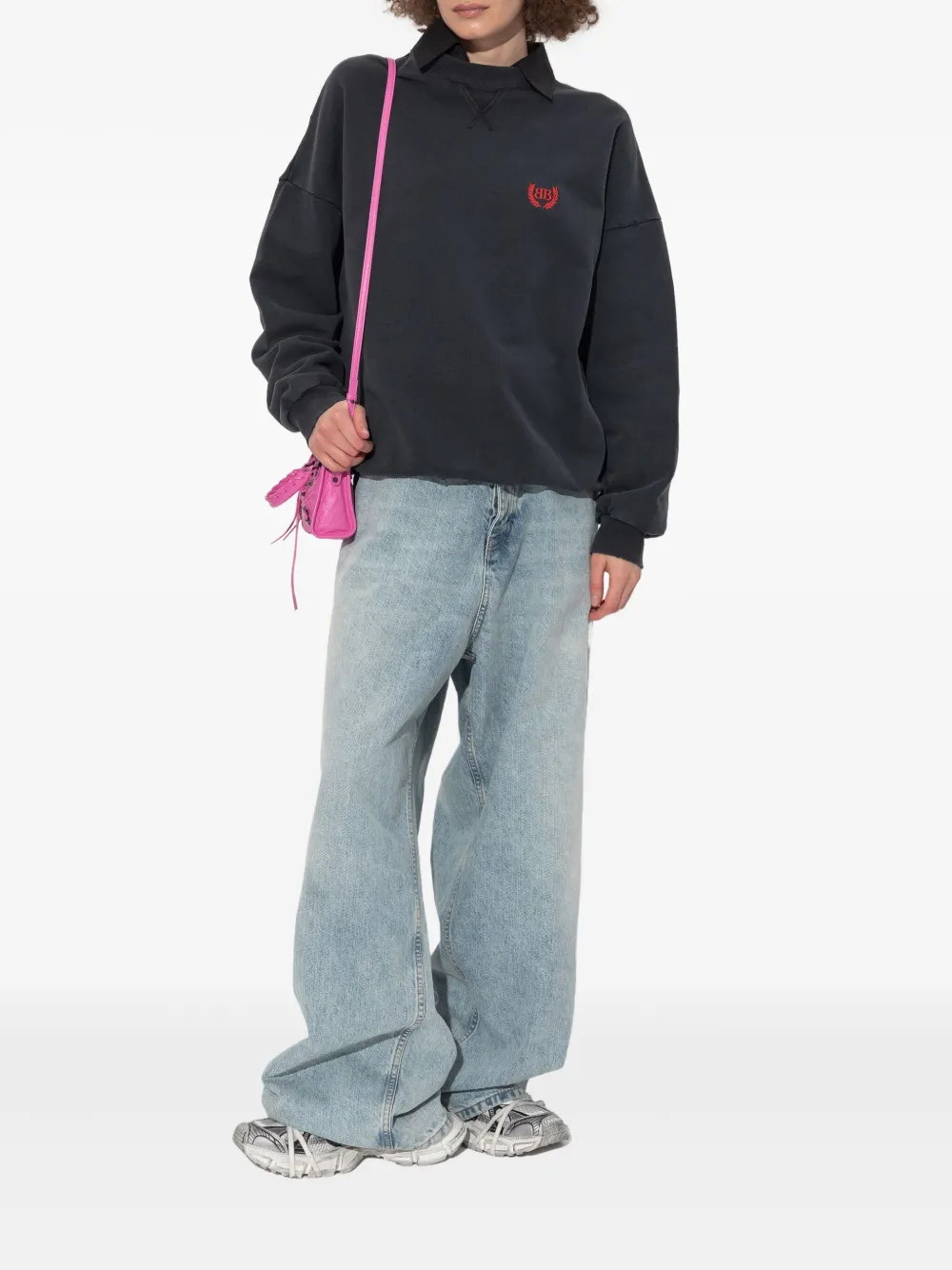 Balenciaga Sweater met geborduurd logo Zwart
