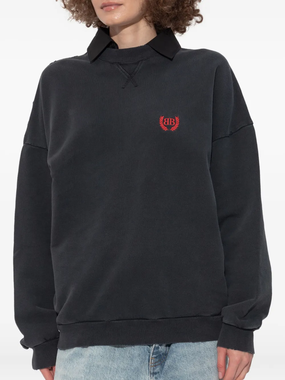 Balenciaga Sweater met geborduurd logo Zwart