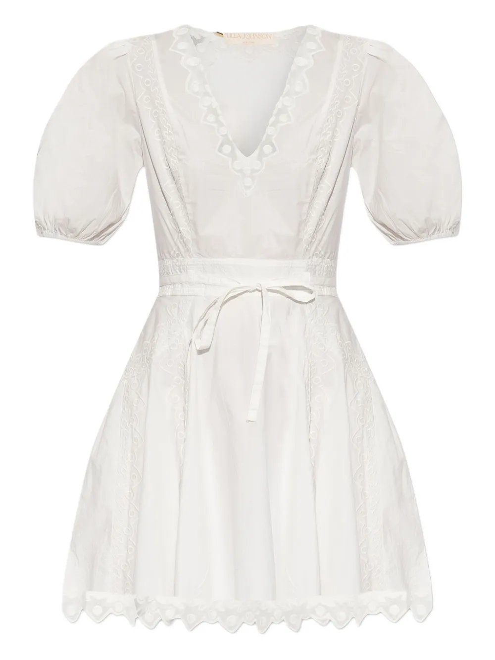 Ulla Johnson Puff-sleeve Embroidered Dress In White