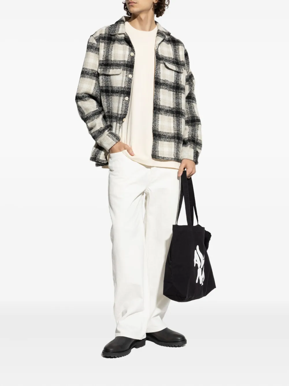AllSaints checked pocket shirt Zwart