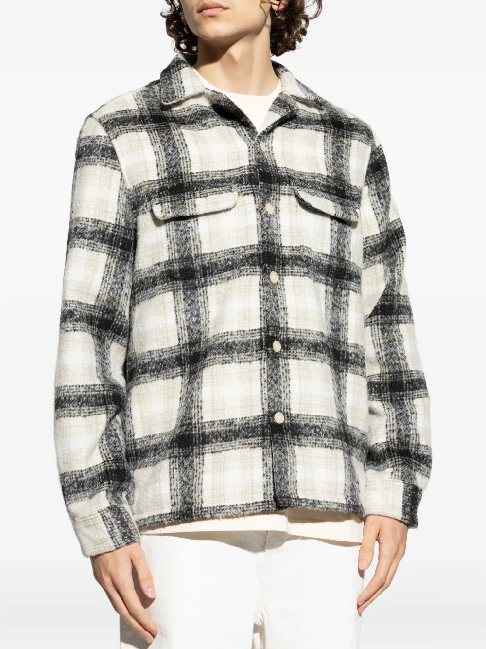 AllSaints checked pocket shirt Zwart