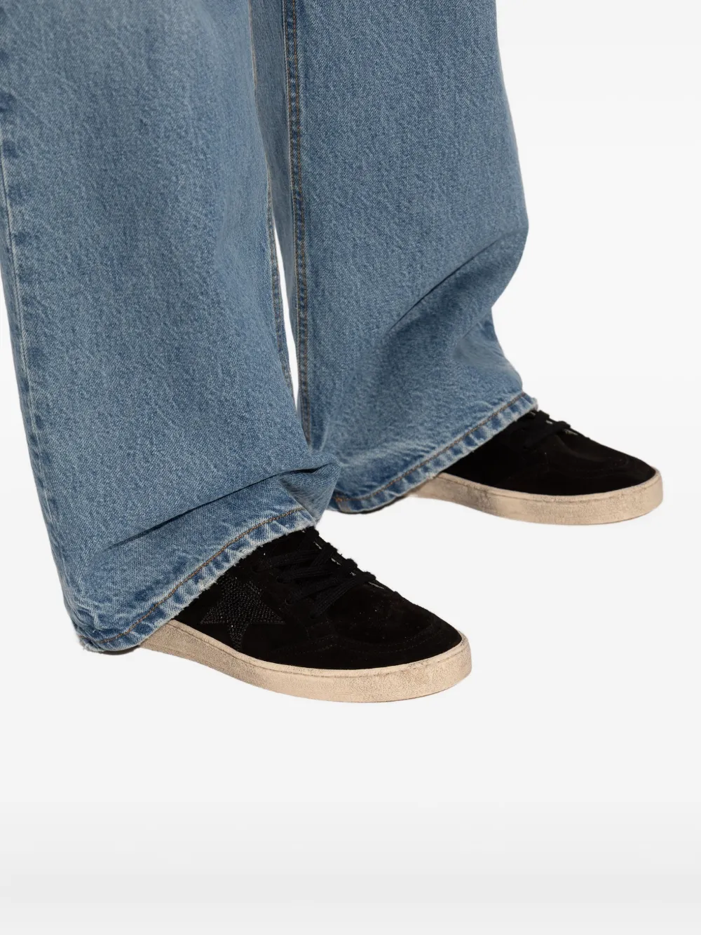 Golden Goose suede logo-detail sneakers Black