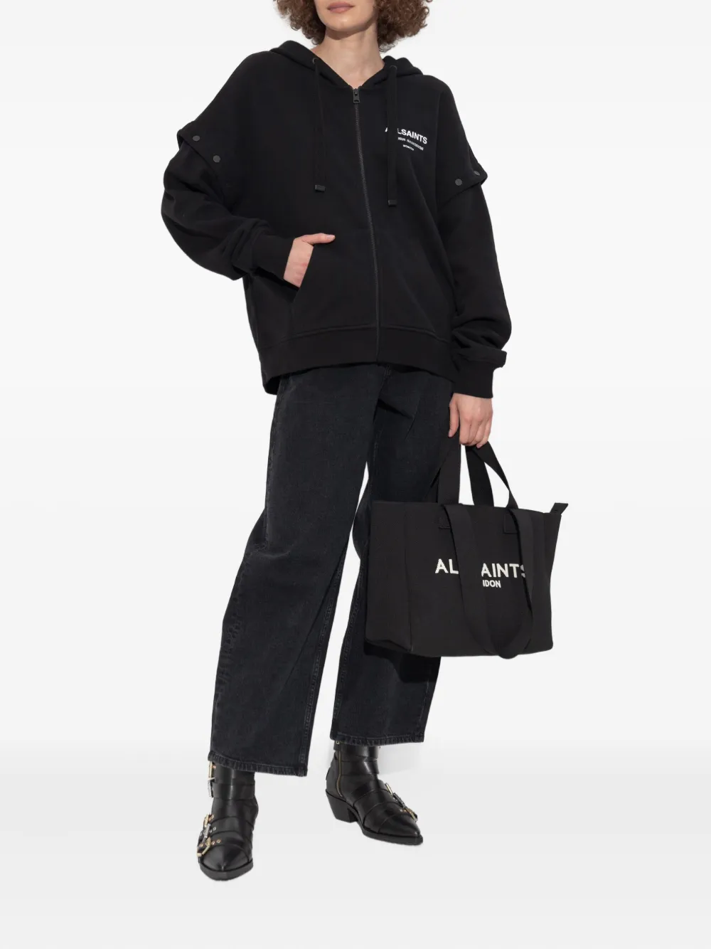 AllSaints Omnium Amphia hoodie met rits - Zwart