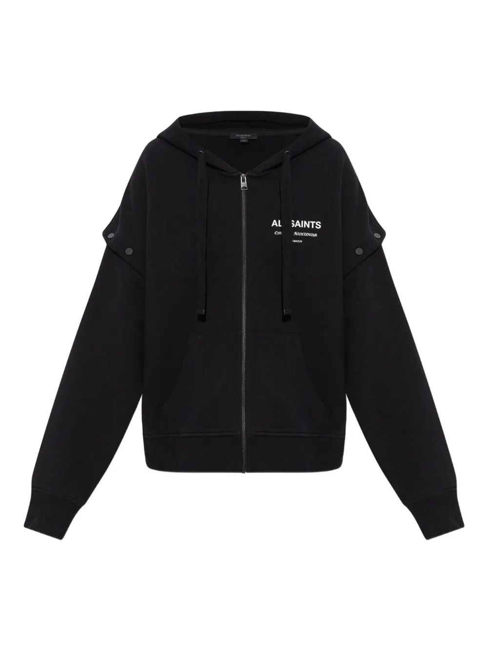 Allsaints Omnium Amphia Zip-up Hoodie In Black