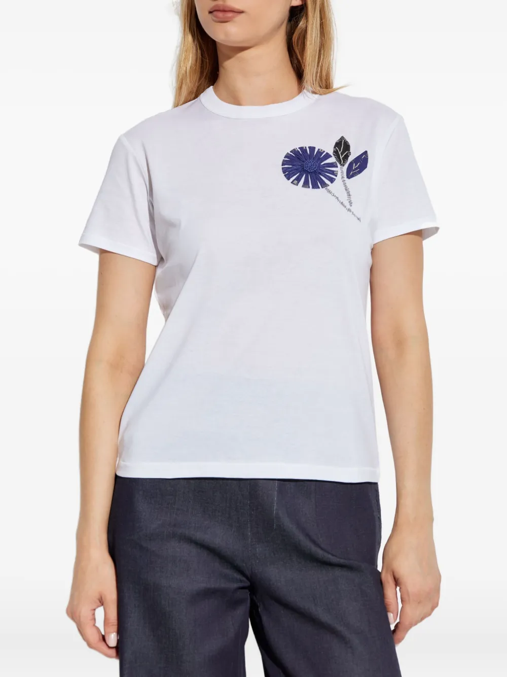 Marni embroidered flower T-shirt Wit