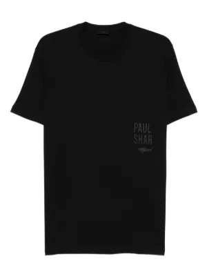 Helmut Lang Logo Embroidered Cotton T-shirt | Black | FARFETCH