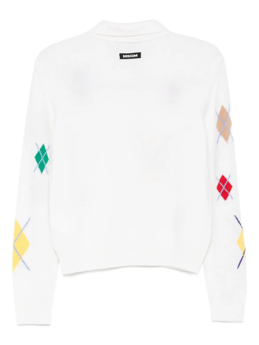 MSGM diamond-pattern polo-neck sweater - Wit