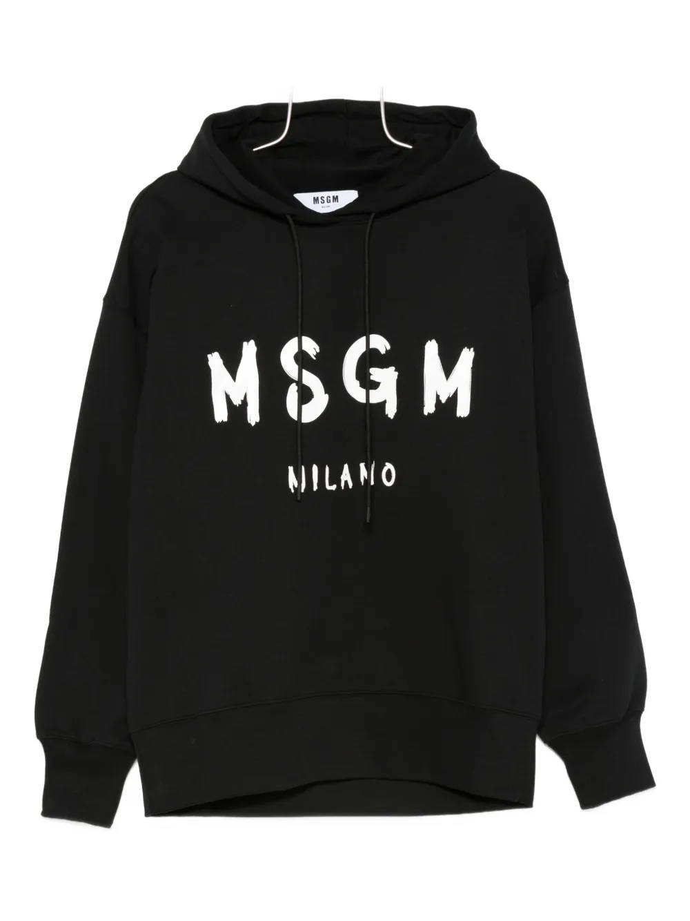 Msgm Black Cotton Crewneck Sweatshirt With Logo In Black
