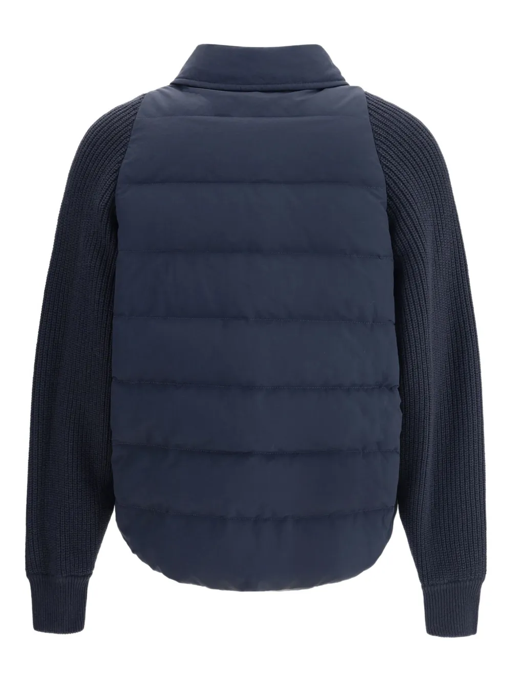 Brunello Cucinelli Gewatteerd jack met gebreide mouwen Blauw