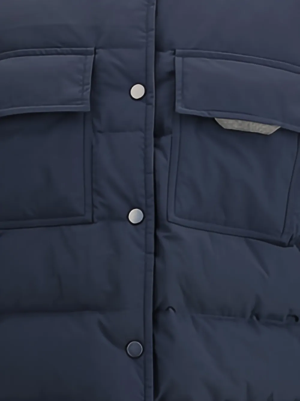 Brunello Cucinelli Gewatteerd jack met gebreide mouwen Blauw