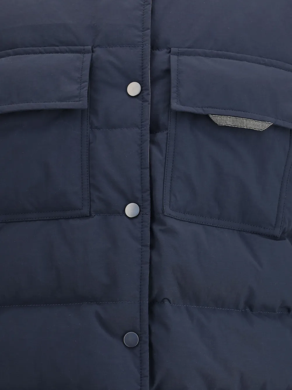 Brunello Cucinelli Gewatteerd jack met gebreide mouwen Blauw