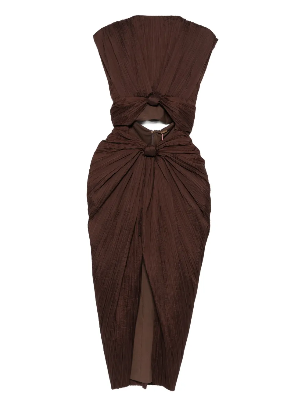 Inaya plissé knot-detail midi dress