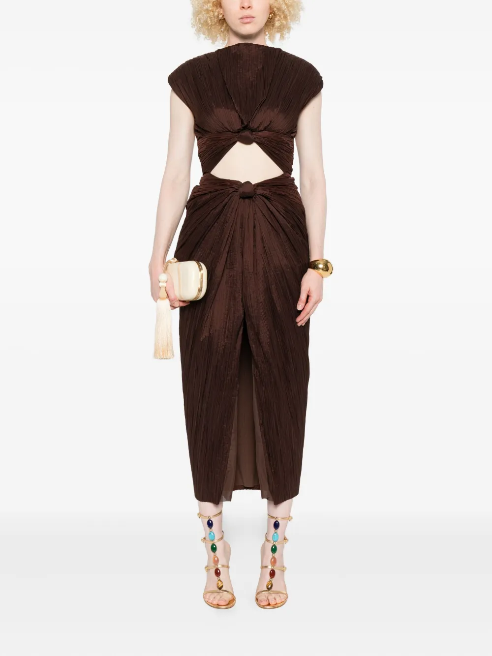 Cult Gaia Inaya midi-jurk met geknoopt detail - Bruin