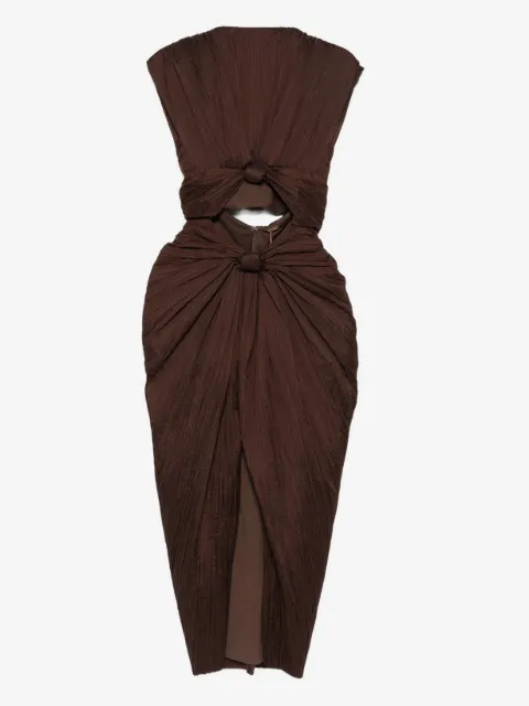 Cult Gaia Inaya plissé knot-detail midi dress