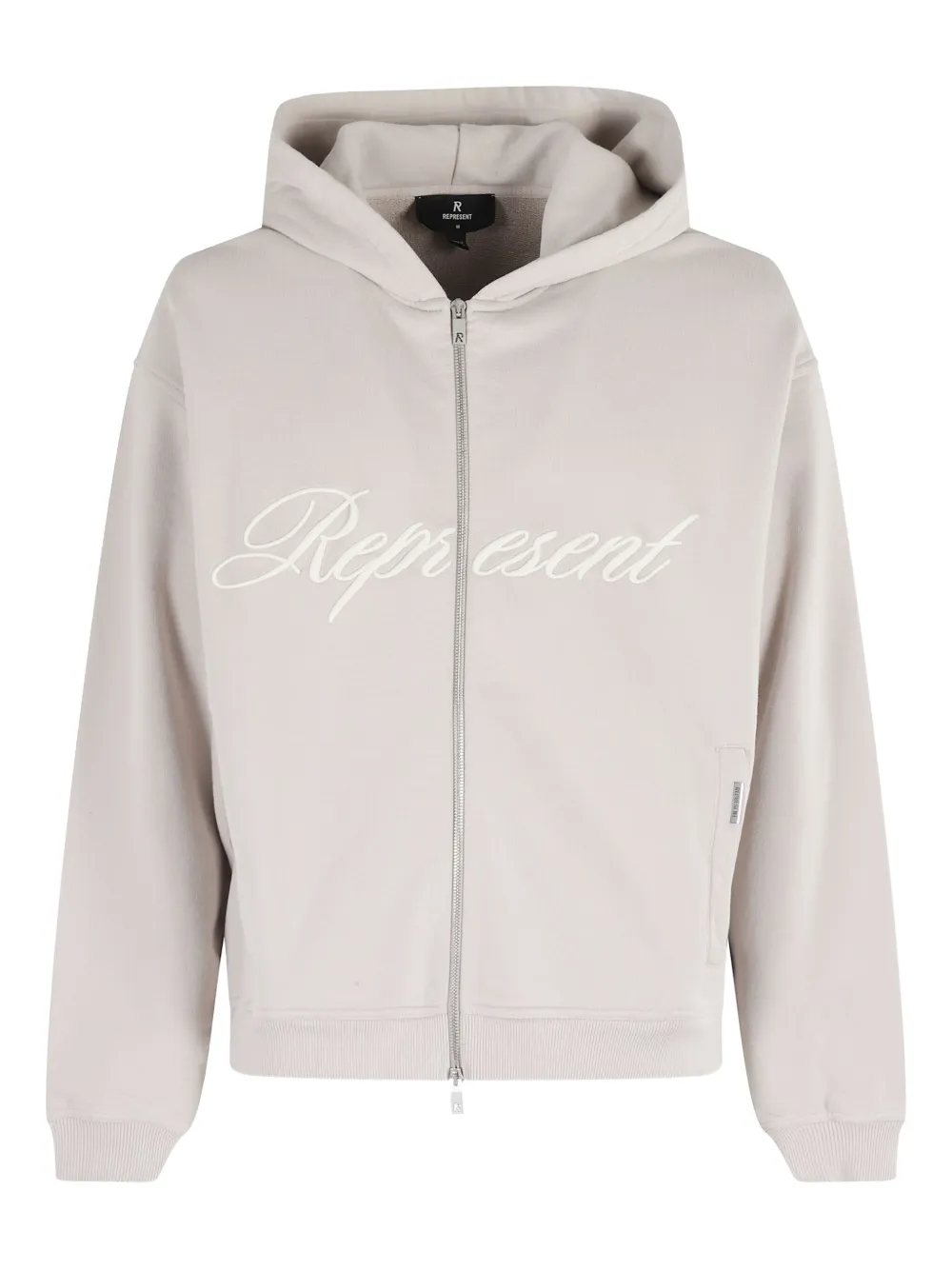 Represent Script Logo zip-up hoodie Beige